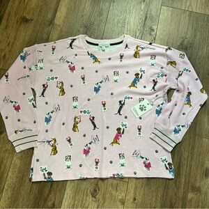 NWT! PJ Salvage Women’s Thermal Pajama Top Dogs, Valentine’s Day, Waffle Knit, L